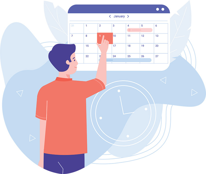 Person looking at calendar to plan next hearing care appointment