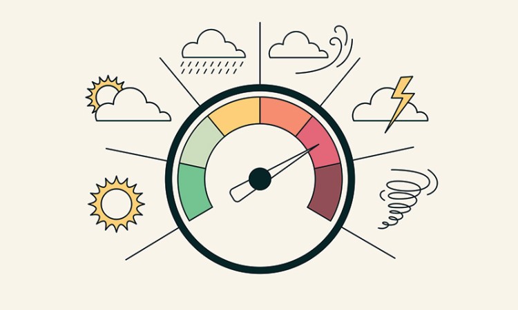 Scale showing different weather events that impact home service marketing.